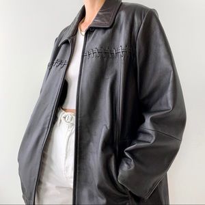 Vintage y2k genuine leather zip up jacket
